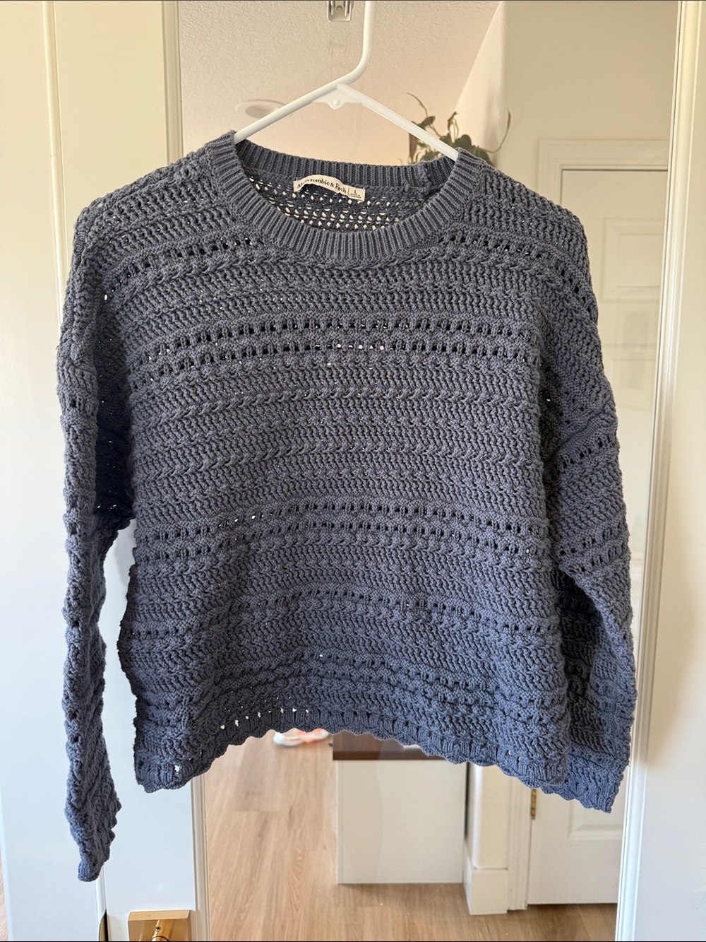 Abercrombie & Fitch Blue Crochet Crewneck Sweater